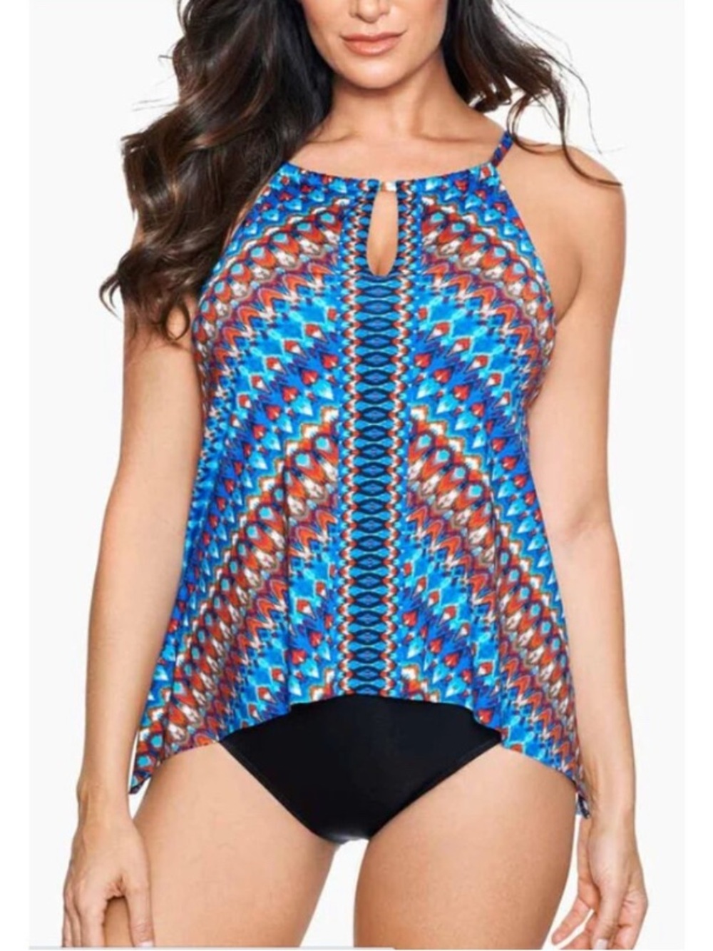 Miraclesuit Tankini SwimTop Women’s Size 10 Nepali Peephole Beach Resort Shaping